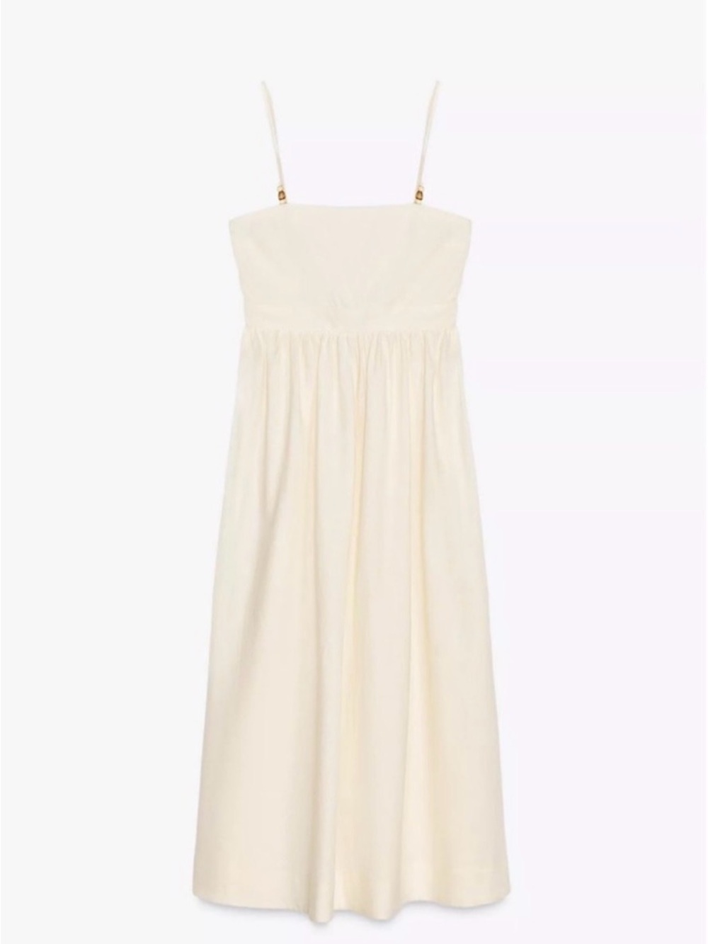 Zara Cream Maxi Dress with Spaghetti Straps